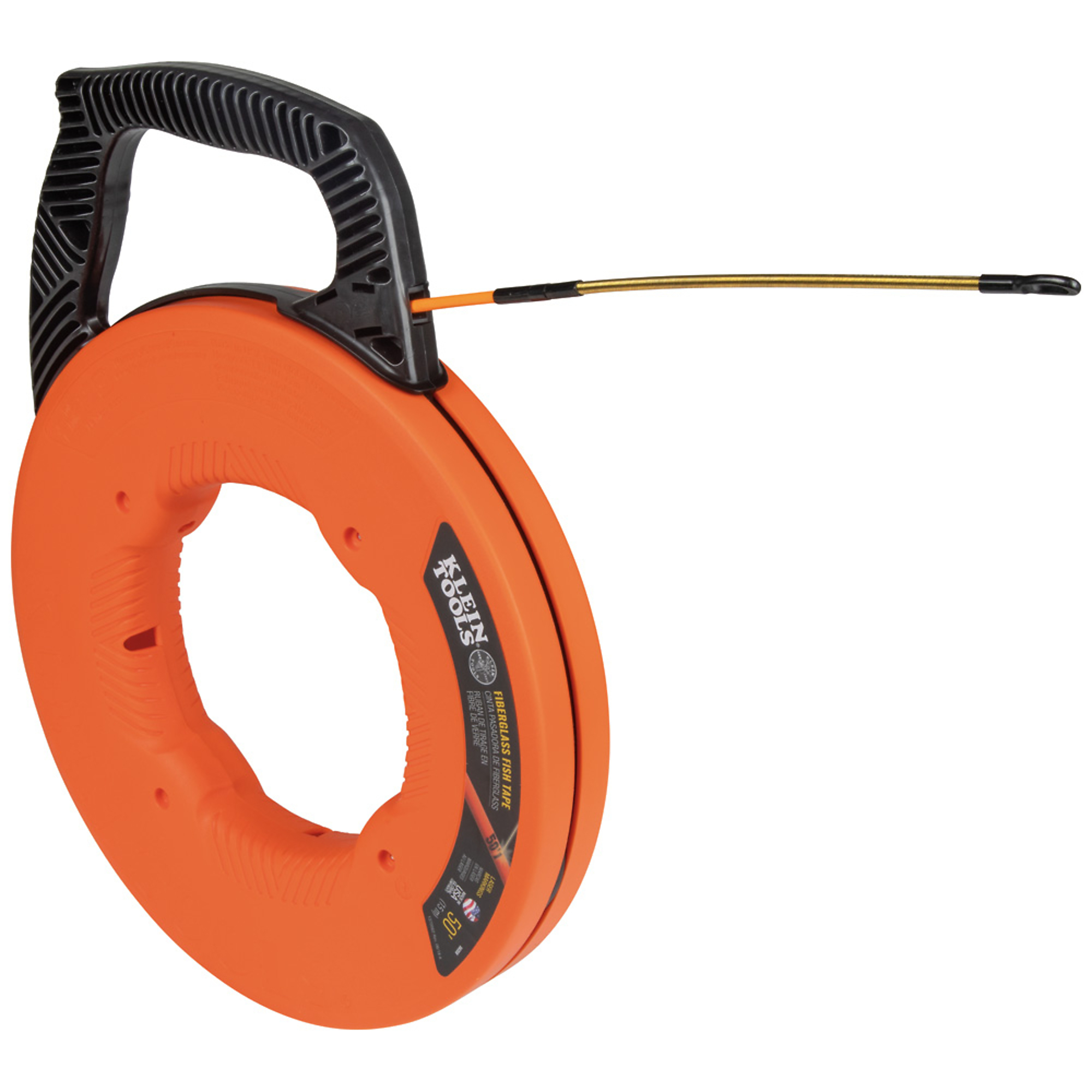 Fiberglass Fish Tape with Spiral Steel Leader, 50-Foot, Model# 56350